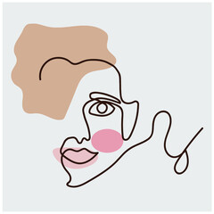 Vector illustration of aVector illustration of a woman's face. Linear art.'s face . Linear art .