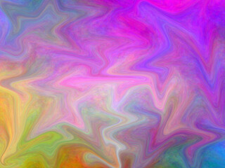 Obraz premium Digital artwork for creative graphic design illustration. Chaotic Liquid design. 2d rendering. Blue, pink, yellow and green colours. Disco lighting texture.