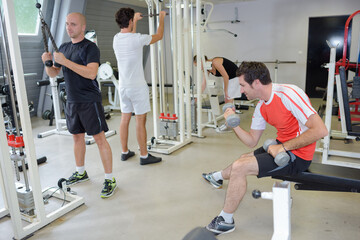 Fototapeta na wymiar portrait of muscular man training workout
