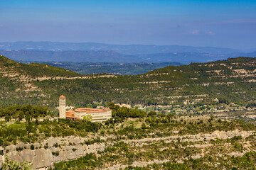 Plakat Monastery in Montserrat mountain range, Spain