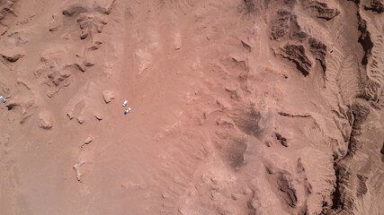 cars in the desert top view