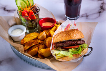 French fries hamburger