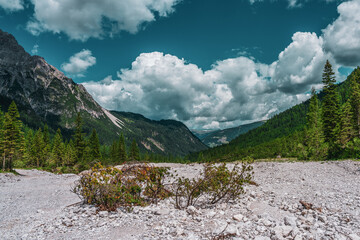 Panoramic view of the Sexten Dolomites, Italy.
