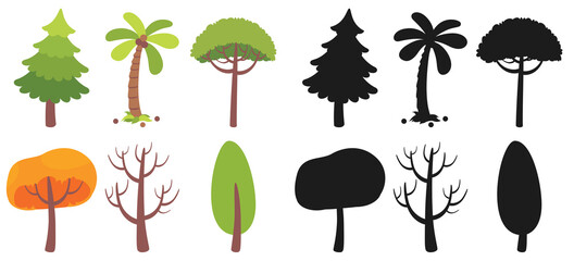 Set Of Various Flat Trees