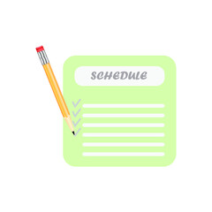 schedule with pencil for marking events and plans on white background, vector illustration