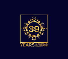 Star Design Shape element, Luxury Gold Color Mixed Design, 39 Year Anniversary, Invitations, Party Events
