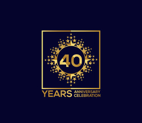 Star Design Shape element, Luxury Gold Color Mixed Design, 40 Year Anniversary, Invitations, Party Events