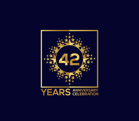 Naklejka premium Star Design Shape element, Luxury Gold Color Mixed Design, 42 Year Anniversary, Invitations, Party Events