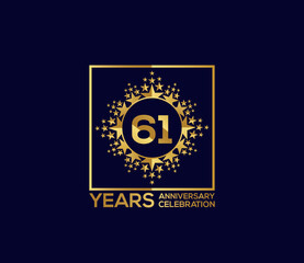 Star Design Shape element, Luxury Gold Color Mixed Design, 61 Year Anniversary, Invitations, Party Events