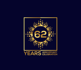 Star Design Shape element, Luxury Gold Color Mixed Design, 62 Year Anniversary, Invitations, Party Events