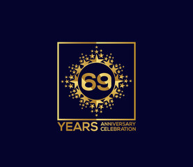 Star Design Shape element, Luxury Gold Color Mixed Design, 69 Year Anniversary, Invitations, Party Events