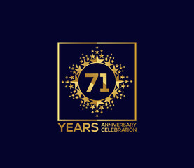 Star Design Shape element, Luxury Gold Color Mixed Design, 71 Year Anniversary, Invitations, Party Events