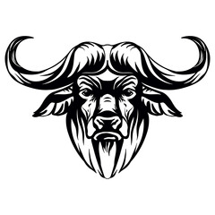 Vector head of mascot african buffalo head isolated on white