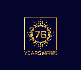 Naklejka premium Star Design Shape element, Luxury Gold Color Mixed Design, 76 Year Anniversary, Invitations, Party Events
