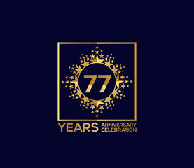 Star Design Shape element, Luxury Gold Color Mixed Design, 77 Year Anniversary, Invitations, Party Events