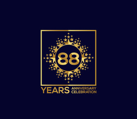 Star Design Shape element, Luxury Gold Color Mixed Design, 88 Year Anniversary, Invitations, Party Events