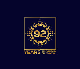 Star Design Shape element, Luxury Gold Color Mixed Design, 92 Year Anniversary, Invitations, Party Events