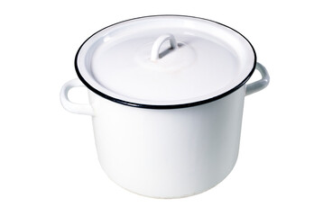Enamel pot for cooking food in the kitchen. Accessories for use in the home kitchen.