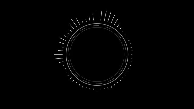 Round sound wave design on a black background, White circle digital sound equalizer.