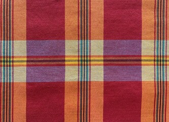 Colourful plaid pattern fabric texture background.