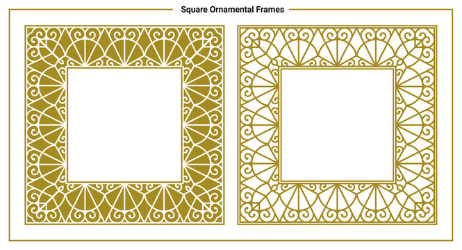 Classic ornamental frames and squares, in a beautiful, simple, and elegant style based on the metal works of the eiffel tower in France, Paris