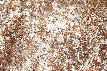 Rusty metal texture. Corrosion background. White peeling paint. Grunge rust on metal. Cracked paint...
