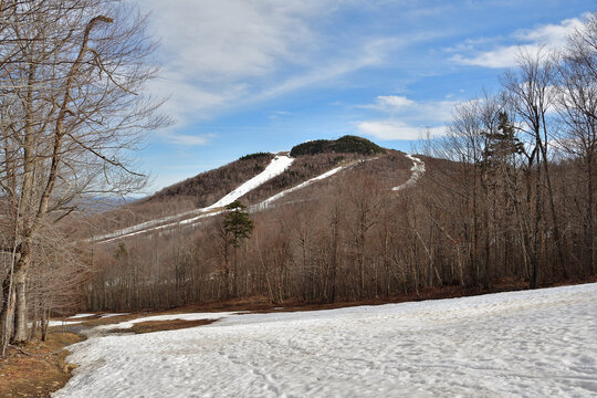  End of apline skiing season early spring at Mount Orford and Mount Giroux