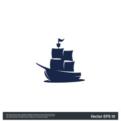 cargo ship icon vector logo template