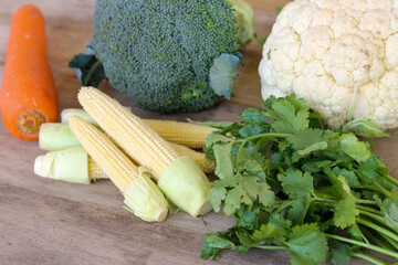A collection of fresh and delicious vegetables on a wooden table