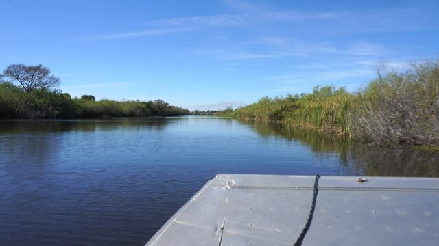 Airboat tour in Eveglades national park, touristic attraction in Miami, South Florida, USA
