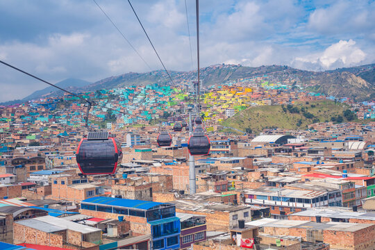 on the heights of Ciudad Bolivar from the cable car, Bogota, Colombia