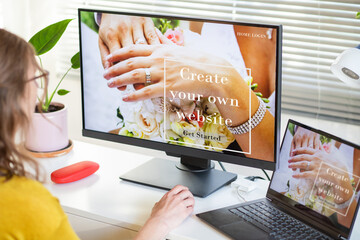 woman entrepreneur making her  website
