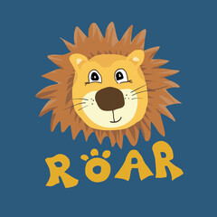 Fototapeta premium Cute Lion Cartoon Animal baby and children print design Vector Illustration