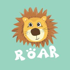 Cute Lion Cartoon Animal baby and children print design Vector Illustration