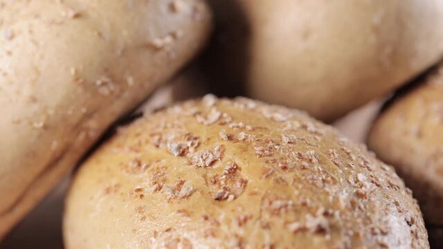 Tasty bread close up footage.