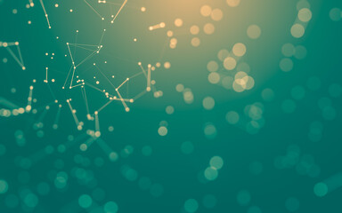 Abstract background. Molecules technology with polygonal shapes, connecting dots and lines. Connection structure. Big data visualization.