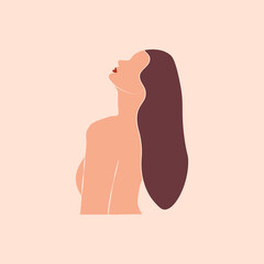  Abstract minimal portrait of girls. Woman portraits. Beauty logo. Concept of females. Feminine power, an abstract figure without no face. Vector illustration for International Womens day.