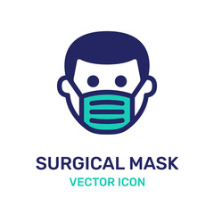 Face mask or surgical mask vector icon for medical