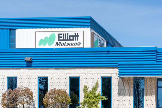 Oakville, On, Canada - May 8, 2021: Elliott Matsuura Canada Inc. in Oakville, On, Canada. Elliott is a Canadian Supplier of Quality Machine Tools for the Metal Cutting Industry. 