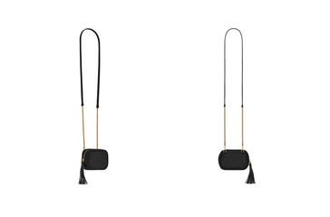 Black modern women's bag. Side and back view