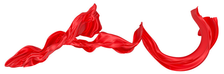 Beautiful flowing fabric of red wavy silk or satin. 3d rendering image.