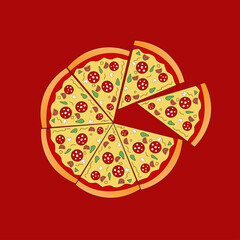 Illustration vector graphic of pan pizza pepperoni