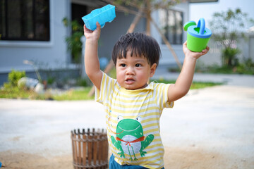 child playing with toys