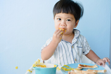 child eating a cake