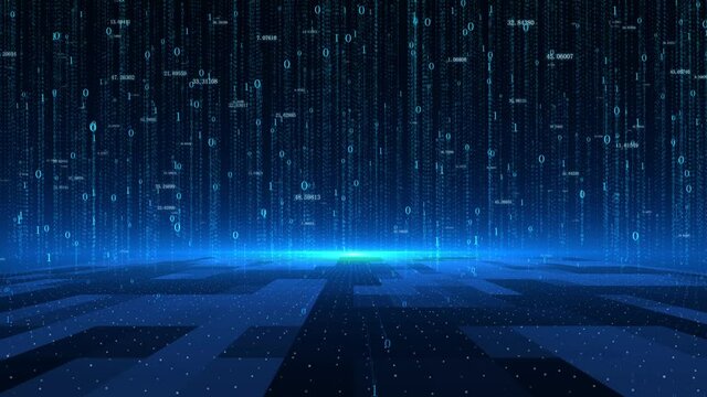 Information technology big data binary digital rain information flow technology background