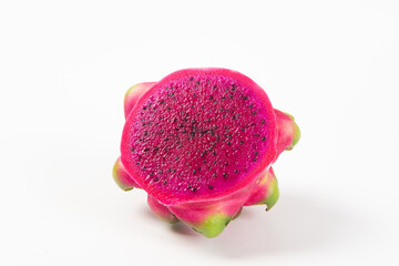 dragon fruit with half isolated on white background