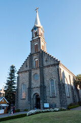 Fototapeta na wymiar a decorated stone church tower