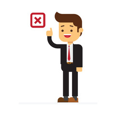 Business man chooses no checkboxes