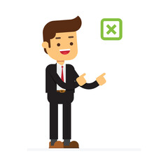 Business man chooses yes checkboxes