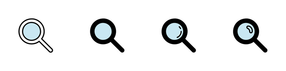 Conjunto de iconos de lupa. Acercar o alejar. Concepto de zoom. Ilustración vectorial